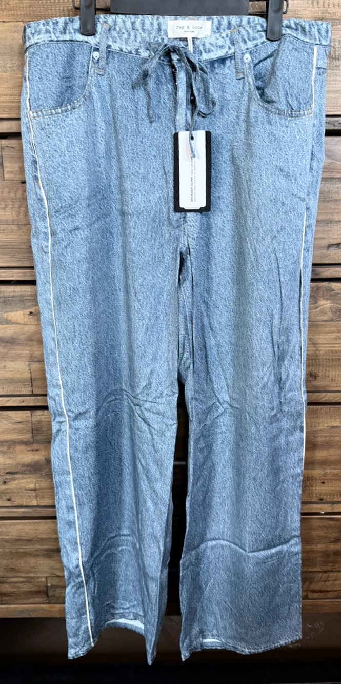 Rag & Bone Zoe Miramar Slink Pants Women's L Blue Soft Lounge Wide Leg NWT